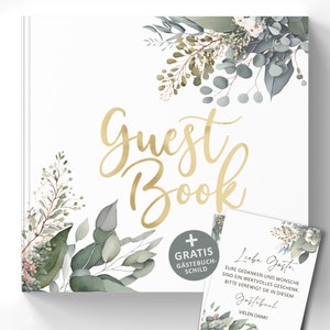 Vintage gastenboek voor de bruiloft - geheugenalbum met eucalyptusontwerp - JGA-foto, boho-fotoboekideeën - 72 pagina's blanco om in te vullen