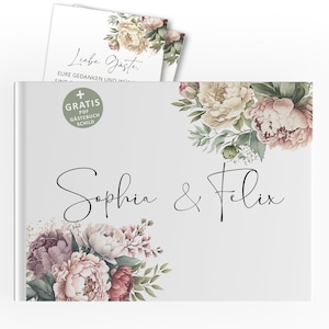 Creative alternatives to the traditional wedding guest book - Funny guest book entries wedding, boho peonies flowers