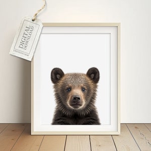 Baby Bear Art Print Nursery - Wildlife Image, Baby Room Boho Poster Girl and Boy, Digital Download, Downloadable Prints
