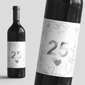 Flessenetikettenset voor het zilveren huwelijksjubileum 25 jaar - 6 stickers met 30 zelfklevende stickers - tafeldecoratie cadeau-ideeën huwelijksjubileum