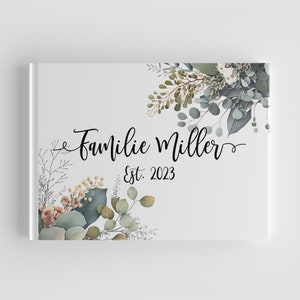 Personalized Vintage Wedding Guest Books - Guest Book Fill In, Wedding Greenery, Eucalyptus Flowers Guest Book