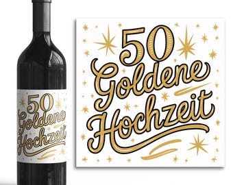 50 Goldenen Hochzeit Jubiläum Aufkleber - Vintage Hochzeit-Deko - 6 Flaschenaufkleber für Wein & Sekt - Geschenkidee für Ehepaar