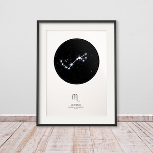 Geschenk Sternzeichen Skorpion Poster - Sternenhimmel geschenk-Idee, Sinnvolle Geschenke zur Taufe, Geschenk Baby zum Geburt / 10
