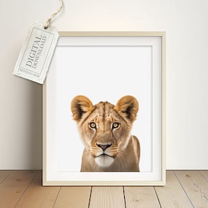 Lioness Safari Baby Room Decoration - Imagen imprimible A4, Wildlife Safari Art to Print, Descarga instantánea, Descarga digital