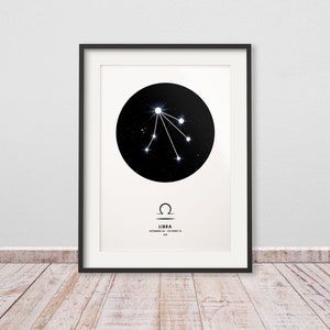Geschenk Sternzeichen Waage Poster - Sternenhimmel geschenk-Idee, Sinnvolle Geschenke zur Taufe, Geschenk Baby zum Geburt / 09