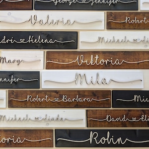 Decoración de pared vintage de madera personalizada, ideas de regalo Día de San Valentín, nombre de letras Día de la Madre, Día del Padre nombre individual deseado, letrero de madera
