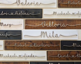 Vintage wanddecoratie van hout gepersonaliseerd, cadeau-ideeën Valentijnsdag, belettering naam Moederdag, Vaderdag individuele gewenste naam, houten bord