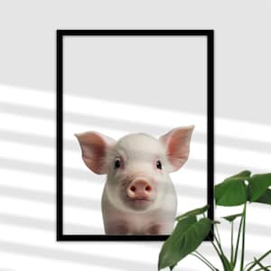 Kleines Ferkel Baby Schwein Wandbild für Babyzimmer -Bauernhof Tiere Drucken, Druckbares Bild A4, Haustiert Bild, Kinderzimmer Poster