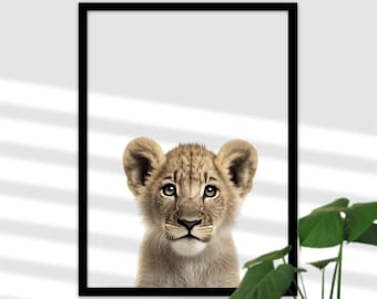 Baby Lion Mural for Kids Room - Jungle Theme Poster, Safari Baby Room Decoration for Girl and Boy, Gift Idea for Birth