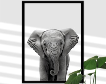 Baby Elefanten Kunstdruck - Safari Tiere Poster, Dschungel Baby Schlafzimmer Druck, Wildtiere Bild, Babyzimmer Poster, Druckbares Bild A4