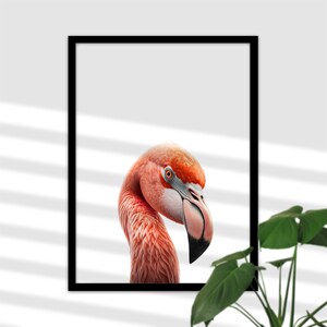 Flamingo Wandkunst - Vogel Bild, Wand-Deko, Babyzimmer Safari Poster Mädchen und Junge, Geschenk zur Geburt oder Taufe