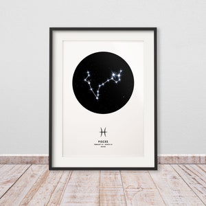 Geschenk Sternzeichen Fische Poster - Sternenhimmel geschenk-Idee, Sinnvolle Geschenke zur Taufe, Geschenk Baby zum Geburt / 02