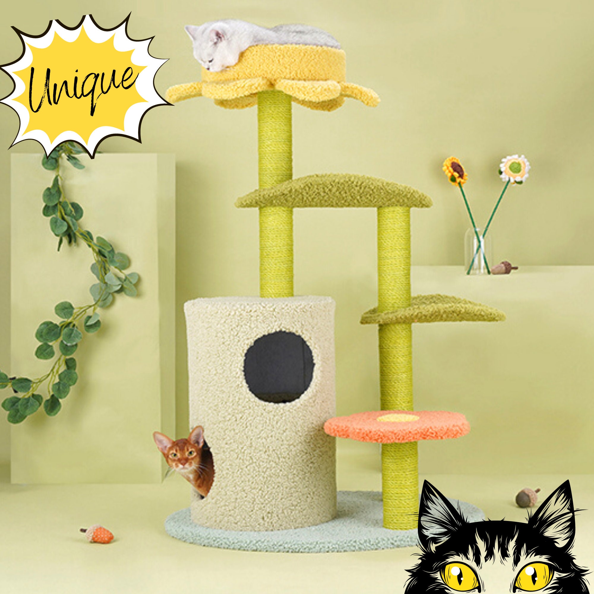 Lotusleaf Green Cat Tree Tower Flower Cat Tree Large Cat Bed Etsy