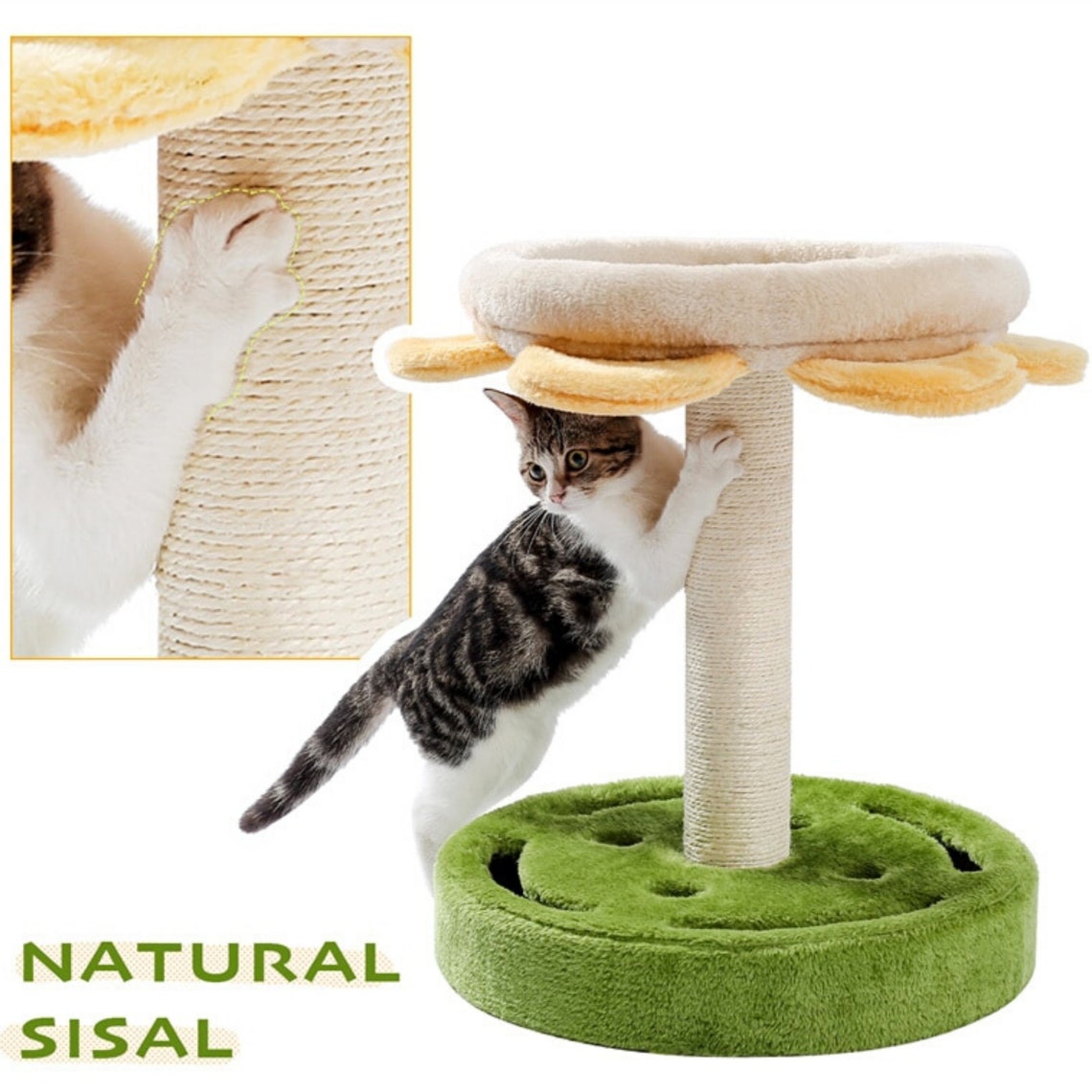 Flowerino SunFlower Cat Tree Tower Green Cat Scratching Post Etsy