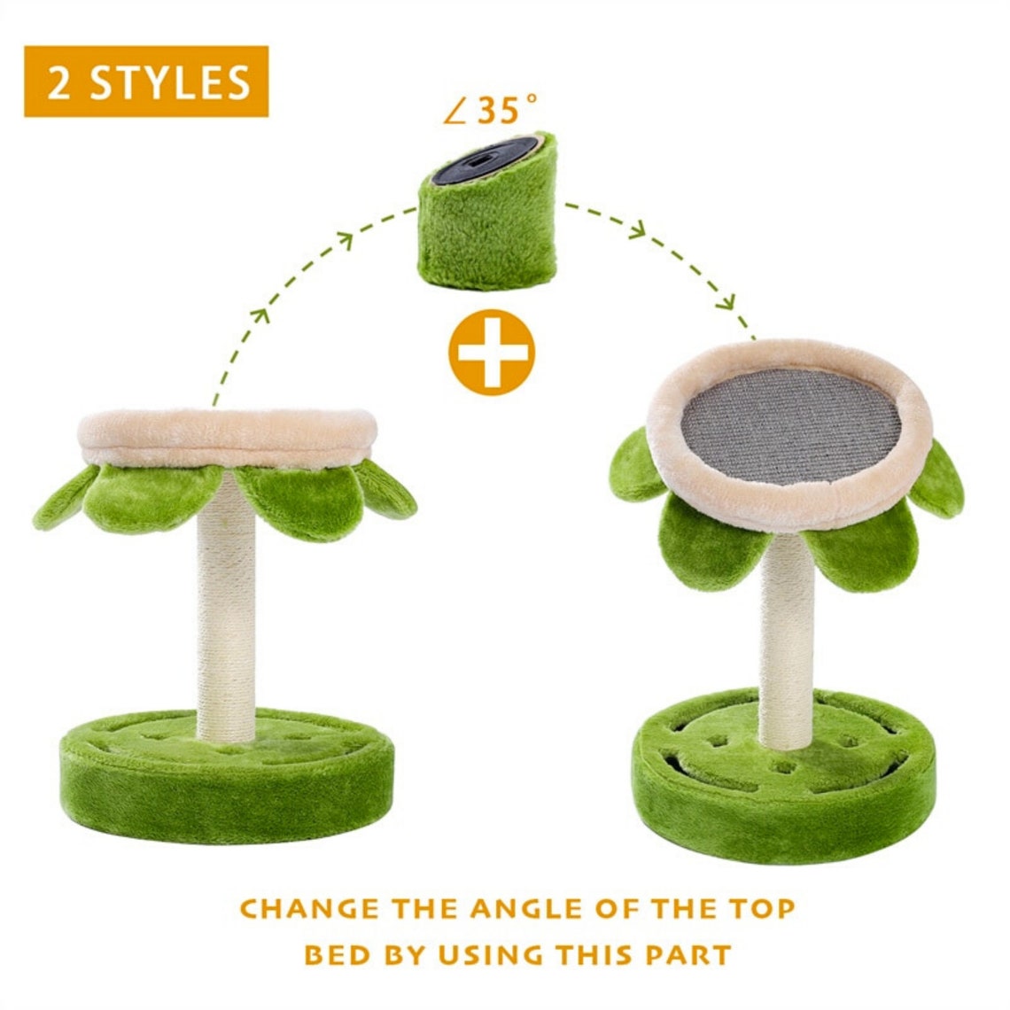 Flowerino SunFlower Cat Tree Tower Green Cat Scratching Post Etsy