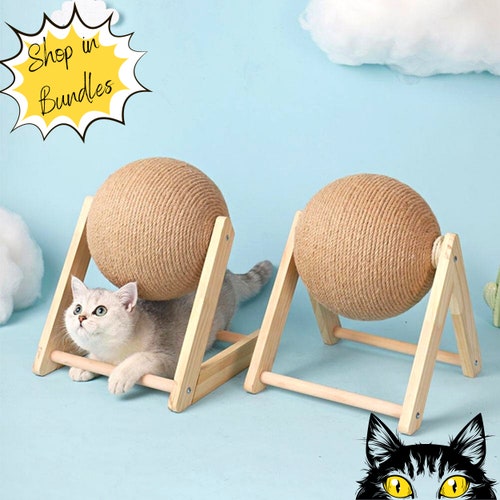 CocoCat Cat Scratcher Wood Cat Toy Cat Play Furniture Cat Scratching Post Climber Sisal Cat Scratcher Interactive Toy Cat Wood Furniture