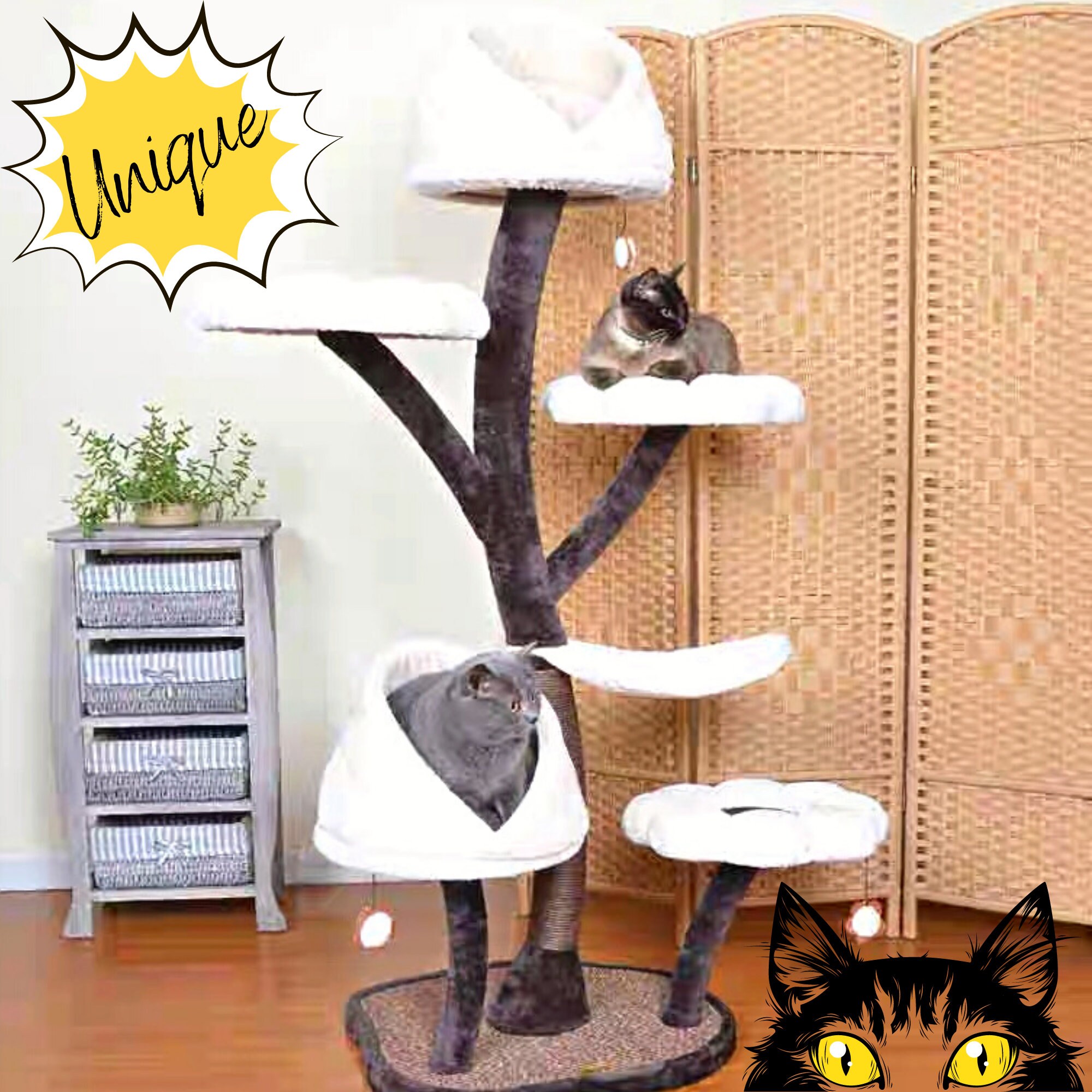 white flower cat tree