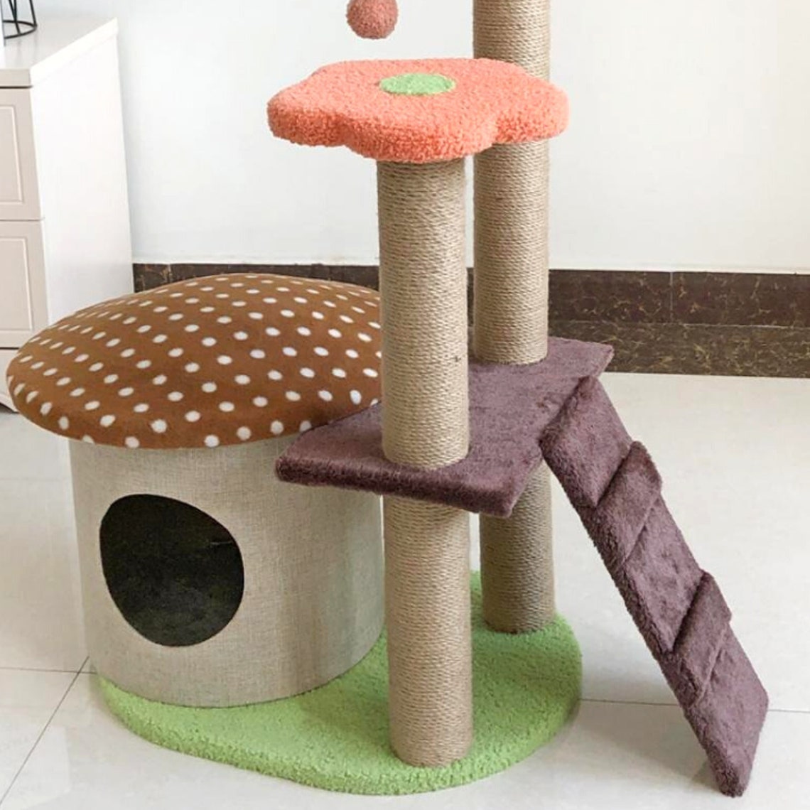 Mushroometto Mushroom Cat Tree Tower Condo Cat Cute Cat Tree Etsy