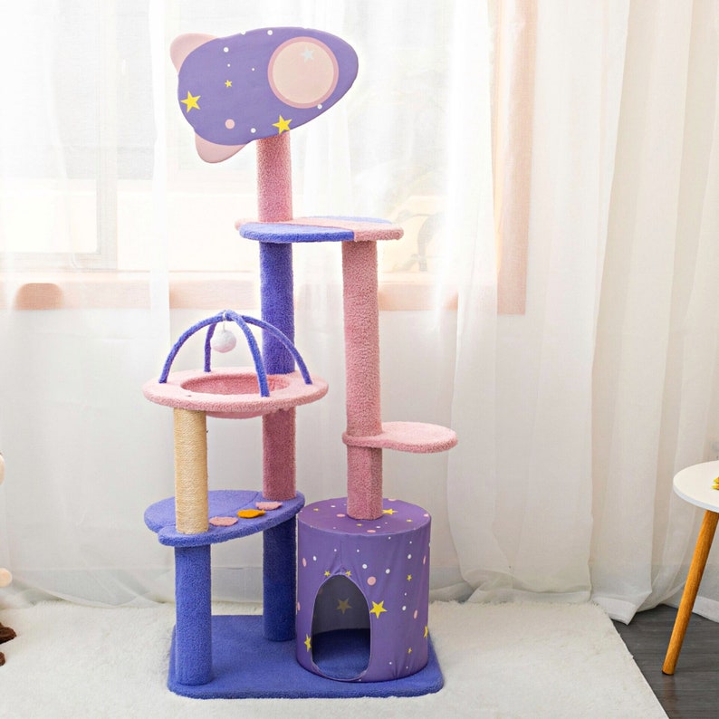 Galaxycat 142 Cm Purple Cat Tree Tower Luxury Cat Tree Cute Etsy
