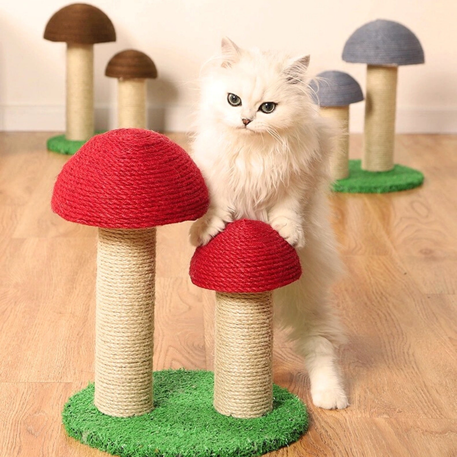 Mushroometto Mushroom Cat Tree Tower Green Cat Scratching Post Etsy