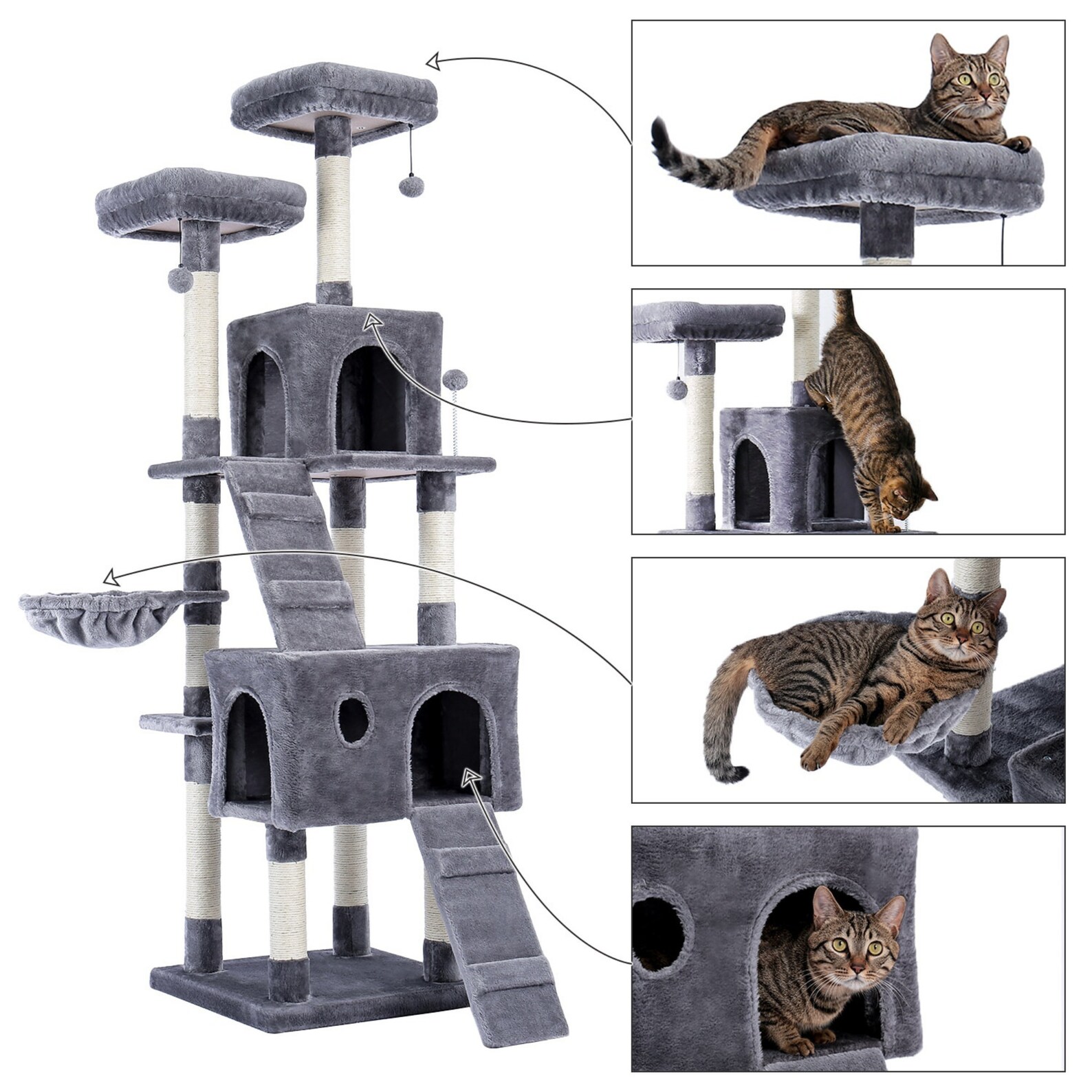 Foggypuss 176 Cm Big Cat Tree Tower Large Cat Tree Modern Cat Etsy