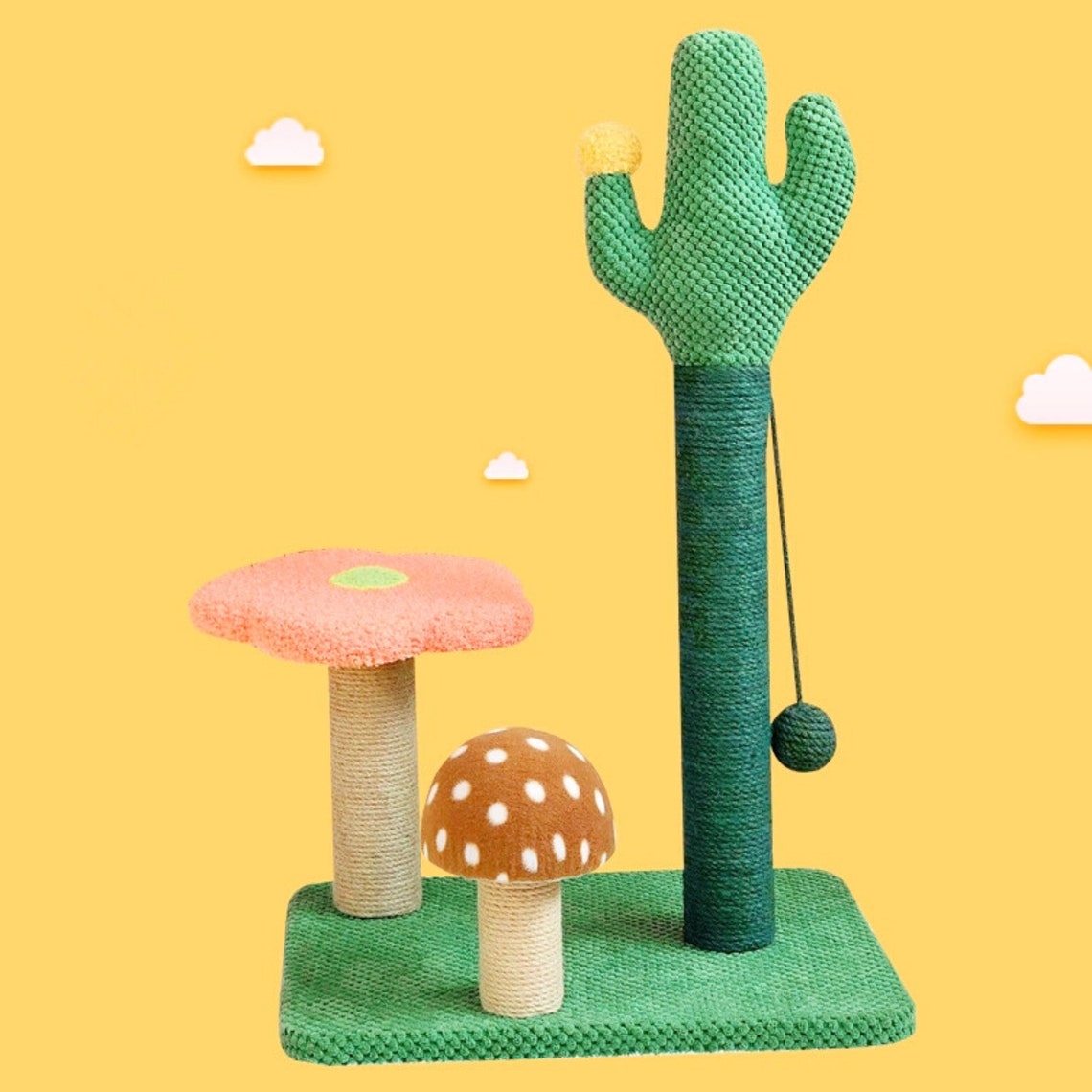 Mushroometto Mushroom Cat Tree Tower Green Cat Scratching Post Etsy