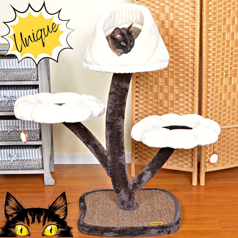 white flower cat tree