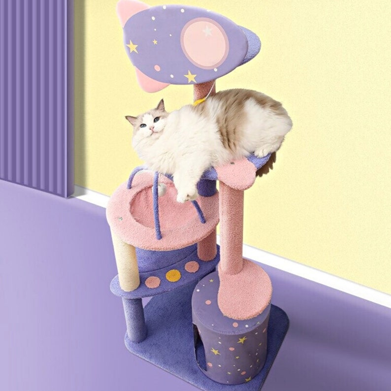 Galaxycat 142 Cm Purple Cat Tree Tower Luxury Cat Tree Cute Etsy