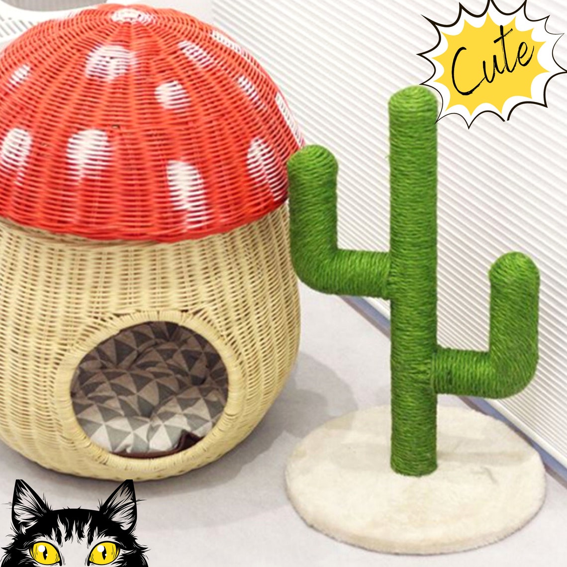 Cactus Scratching Post Diy VivoCacti Green Cat Scratching Post Cactus Cat Cute Cat | Etsy