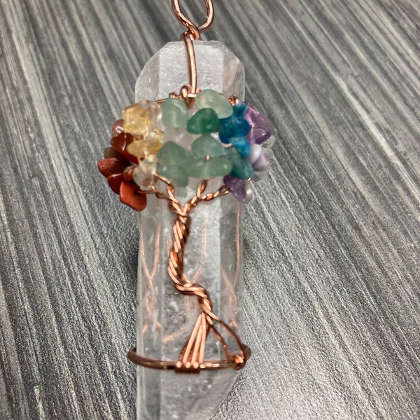 Clear Quartz Tree Of Life Pendant