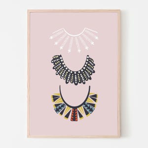Ruth Bader Ginsburg Favorite Dissent Collars Art Print | DIGITAL DOWNLOAD | Nursery Room, Bedroom, Playroom or Office Wall Decor |