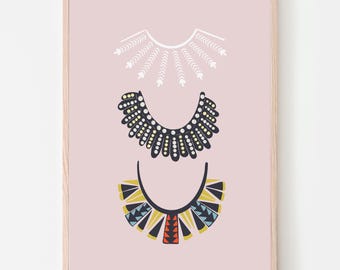 Ruth Bader Ginsburg Lieblings-Dissent-Halsbänder Kunstdruck | DIGITALER DOWNLOAD | Kinderzimmer, Schlafzimmer, Spielzimmer oder Büro Wand Dekoration |