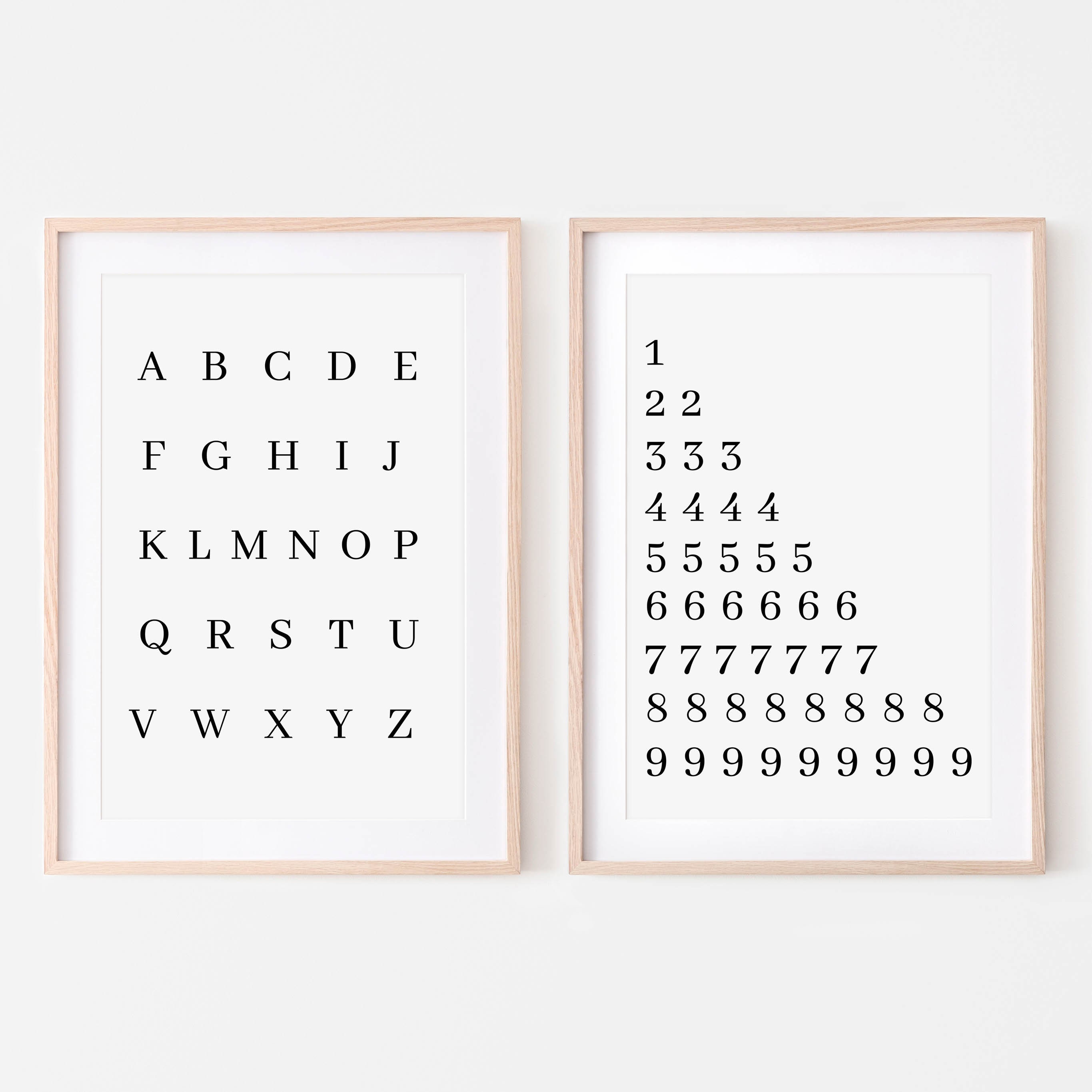Alphabet and Numbers 1 through 20 Poster Print | Black and White Modern Nursery, Kids Bedroom & Playroom Decor