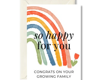 So Happy For You Congrats On Your Growing Family Greeting Card | LGBTQ New Baby | Rainbow Baby Pregnancy