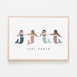 Lámina decorativa "Sirenita Poderosa": Decoración de pared para habitación infantil (Descarga digital)