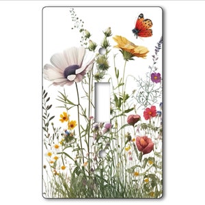Tasteful, Decorative Acrylic or Hardboard Light Switch and Electrical Outlet Covers - Wildflowers 1