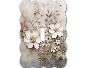 Tasteful, Decorative, Glossy Acrylic Light Switch and Electrical Outlet Covers - Wavy Design - Wildflowers