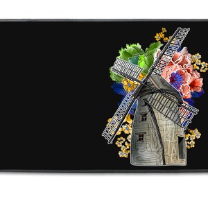 Personalized, Counter/Table Mat, Placemat, X-Large Mouse Pad, Three Sizes To Choose From-Windmill With Flower-Add Your Text