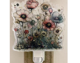 Nightlight With On/Off Switch For Any Room. Flower Garden Night Light Sheds A Warm Glow on Any Room-Printed Flat - NOT 3D