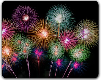 Personalized, Mouse Pad, Unique Brushed Fabric, Soft Touch Mousepad, 8" x 10" -Fireworks - Add Your Text