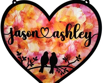 Personalized Colorful Suncatcher To Hang On Your Window And Catch A Ray Of Sunshine. Beautiful, Unique Window Art. Personalized Heart
