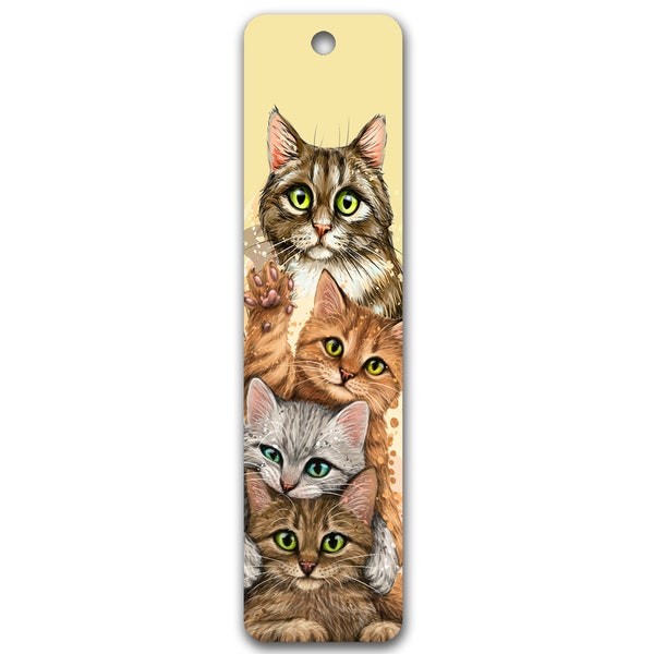 Personalized, Aluminum Bookmark. Available With or Without A Tassel or Charm - Cats - Add Your Text