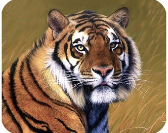 Personalized Mouse Pad, Thick, Fabric Topped 7.75" x 9.25" Mousepad. Tiger