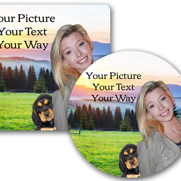 Custom, Personalized, Set of 4 Round or Square Coasters. Choice of Polyester Fabric or Felt-Your Picture,Your Text, Your Way