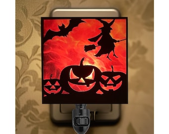 Halloween Plug In Nightlight With On/Off Switch For Any Room. Haunted Night light That Sheds A Warm Glow on Any Room