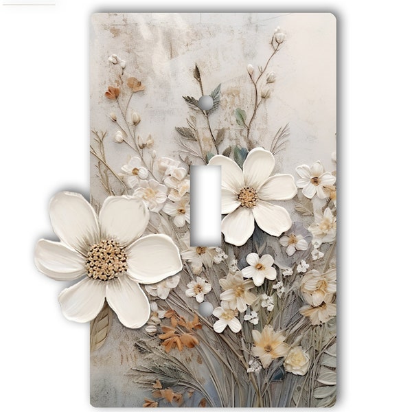Tasteful, Decorative Acrylic or Hardboard Light Switch and Electrical Outlet Covers - Standout Wildflowers With 3D LOOK