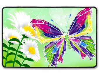 Personalized, Counter/Table Mat, Placemat, X-Large Mouse Pad, Three Sizes - 10" x 16" 11"x17", 12" x 18"-Colorful Butterfly