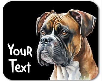 Personalized Mouse Pad, Thick, Fabric Topped 7.75" x 9.25" Mousepad. Pet Mouse Pad - Watercolor Boxer