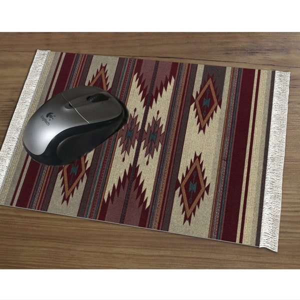 Personalized, Unique, Plush Decorative Mouse Rug With Fringe-Soft, Velvety Feel MouseRug - Earthtone Southwest