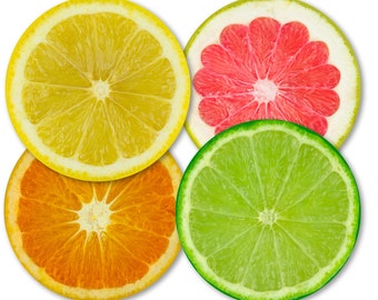 Personalized Round Mouse Pad, 8" Polyester Fabric or 8.25" Brushed Fabric Topped Mousepad - Four Different Fruit Slice Designs